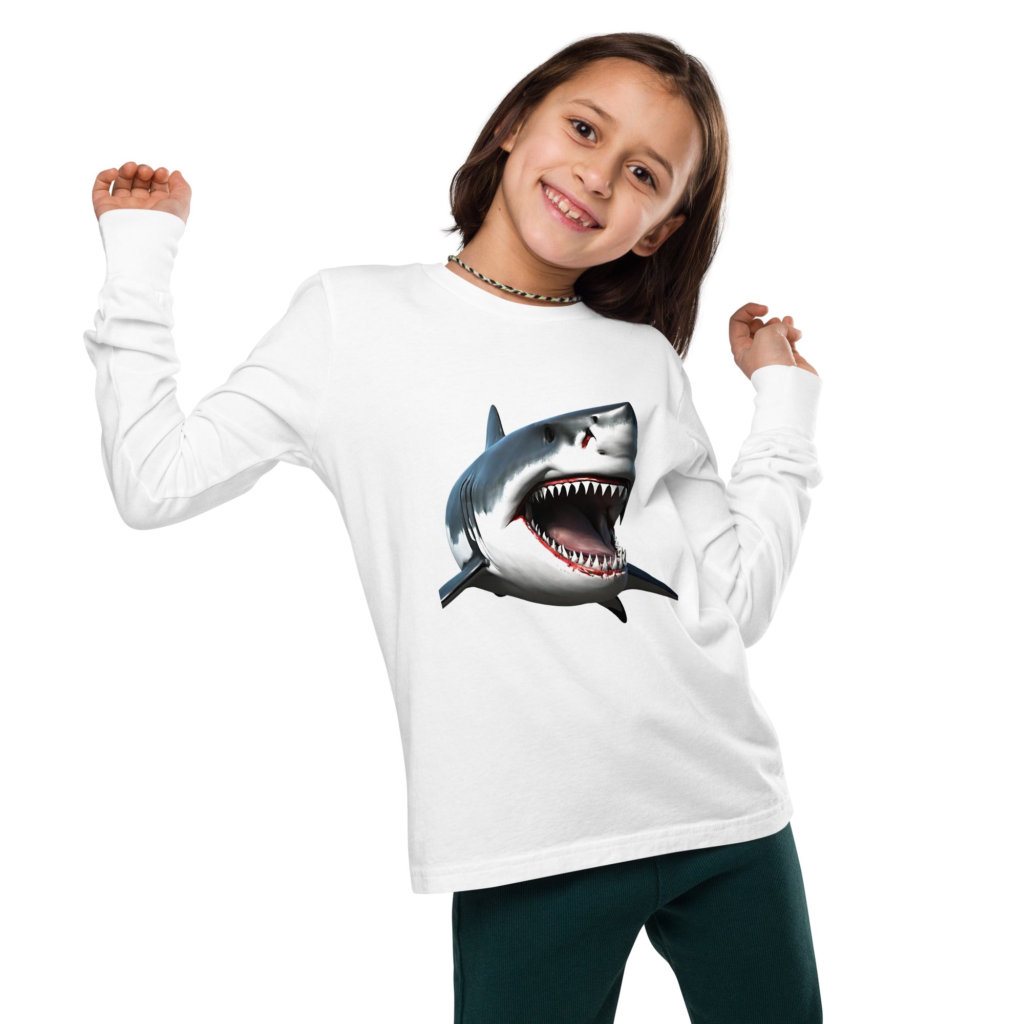 Great White Bite Youth Long Sleeve Shirt