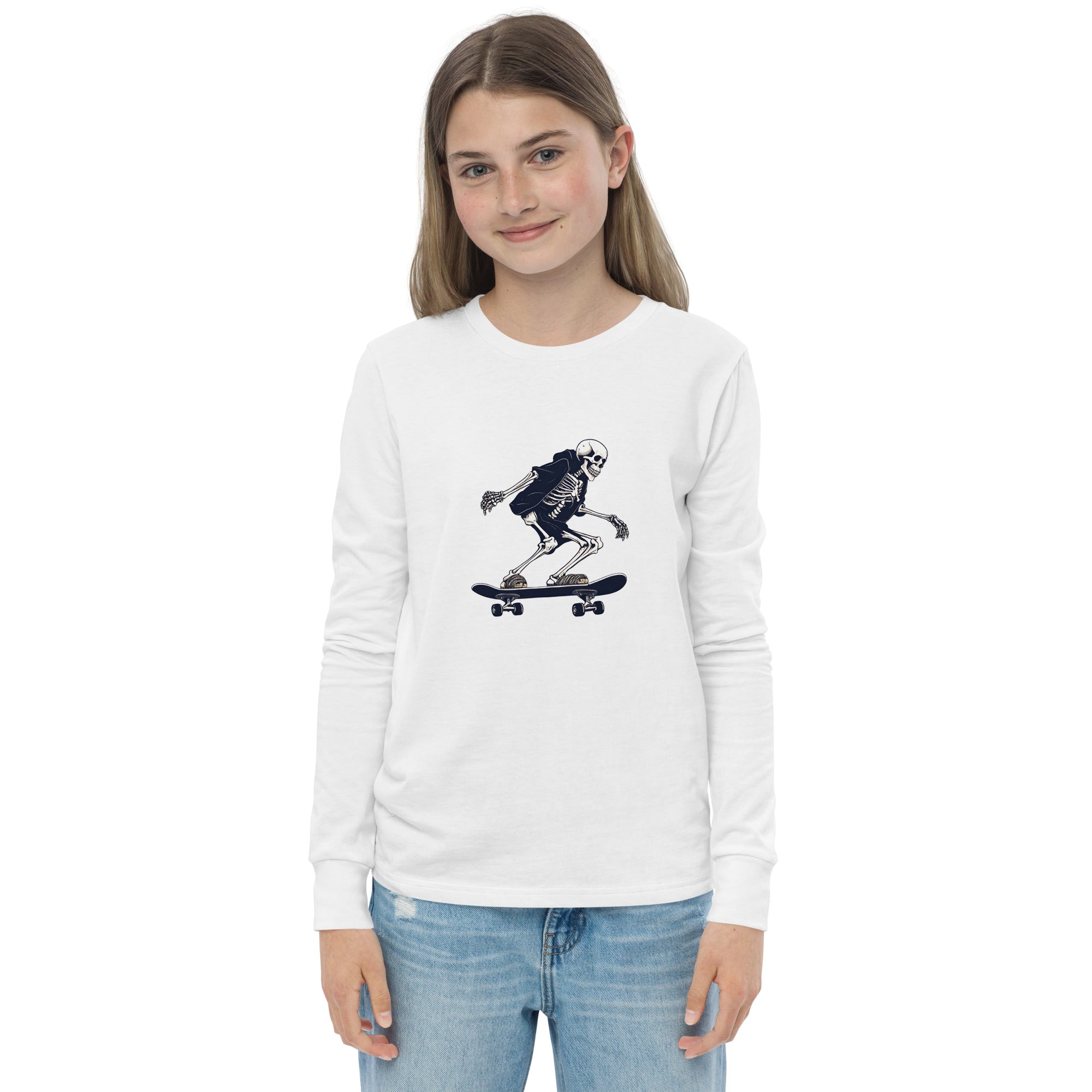 Skateboarding Skeleton Youth Long Sleeve Shirt