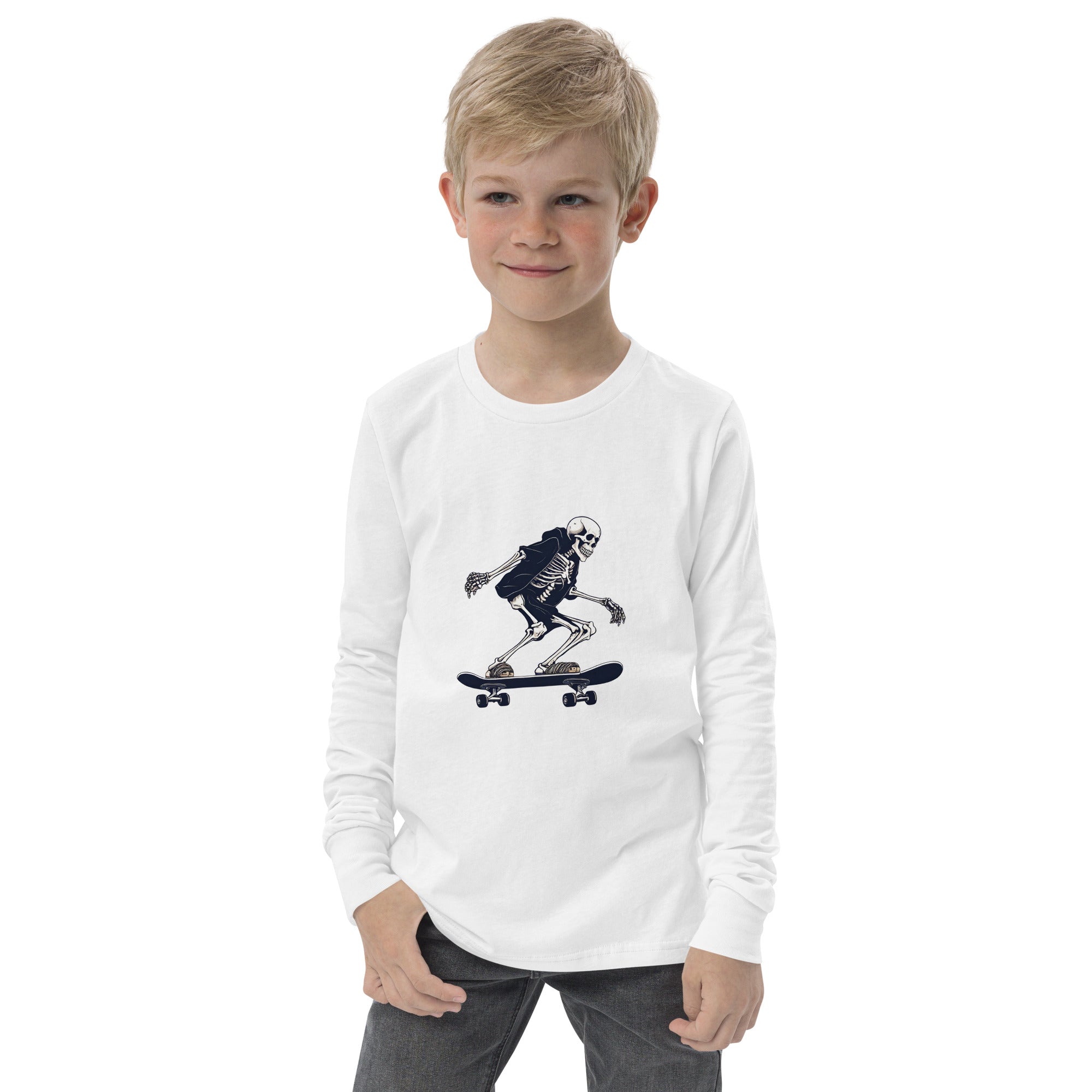 Skateboarding Skeleton Youth Long Sleeve Shirt