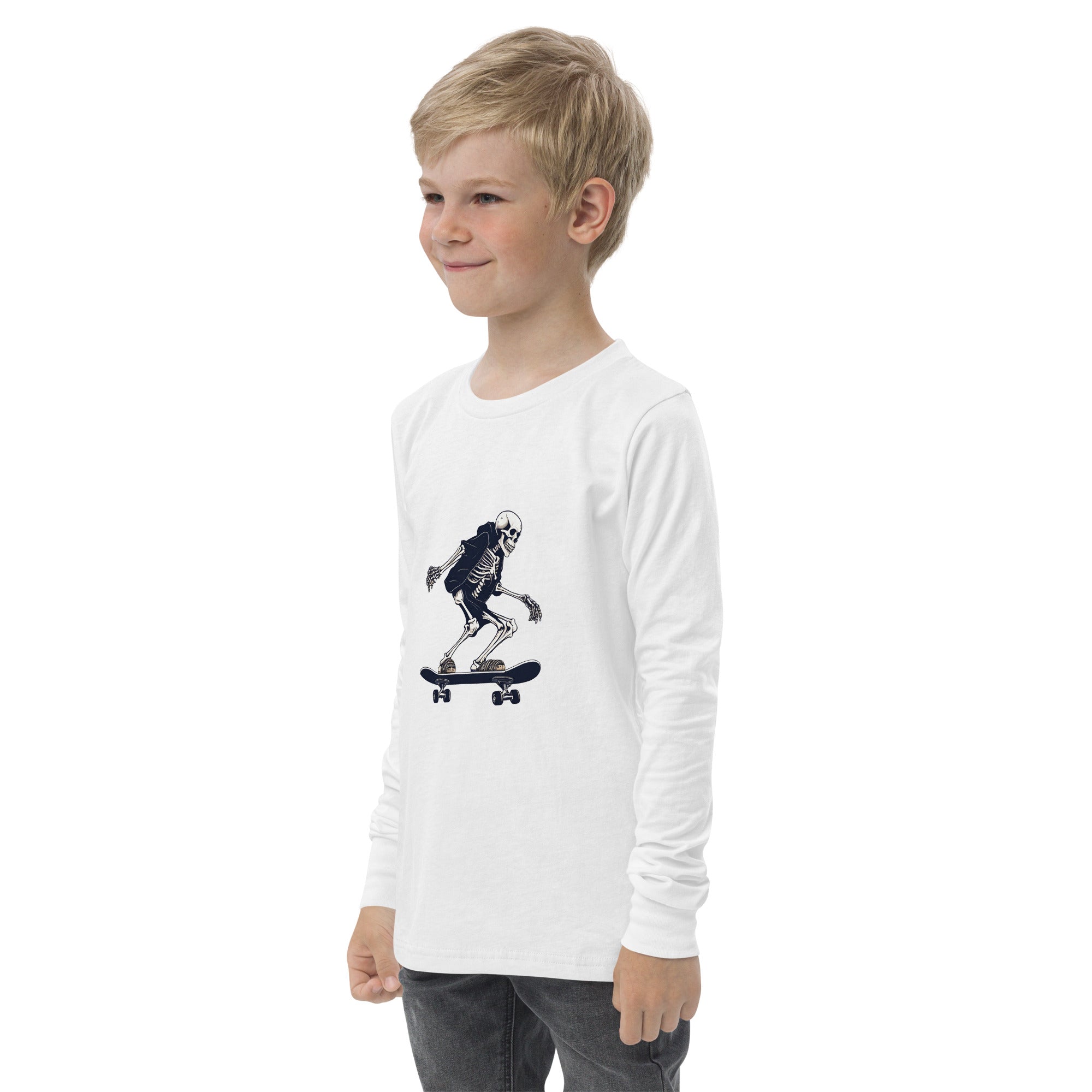 Skateboarding Skeleton Youth Long Sleeve Shirt