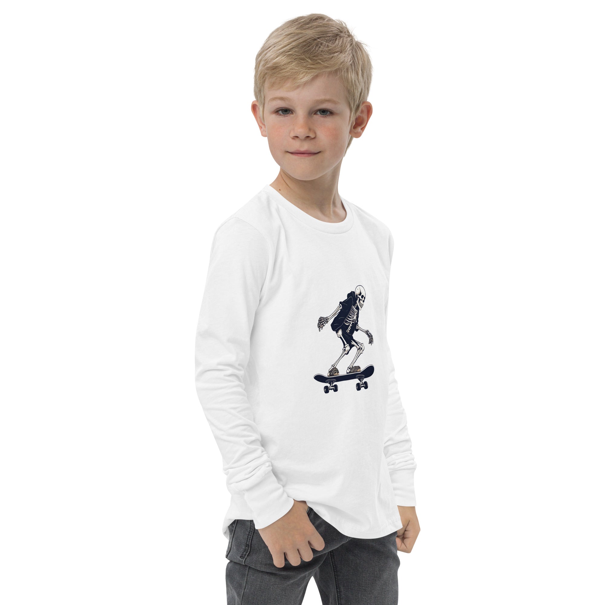 Skateboarding Skeleton Youth Long Sleeve Shirt