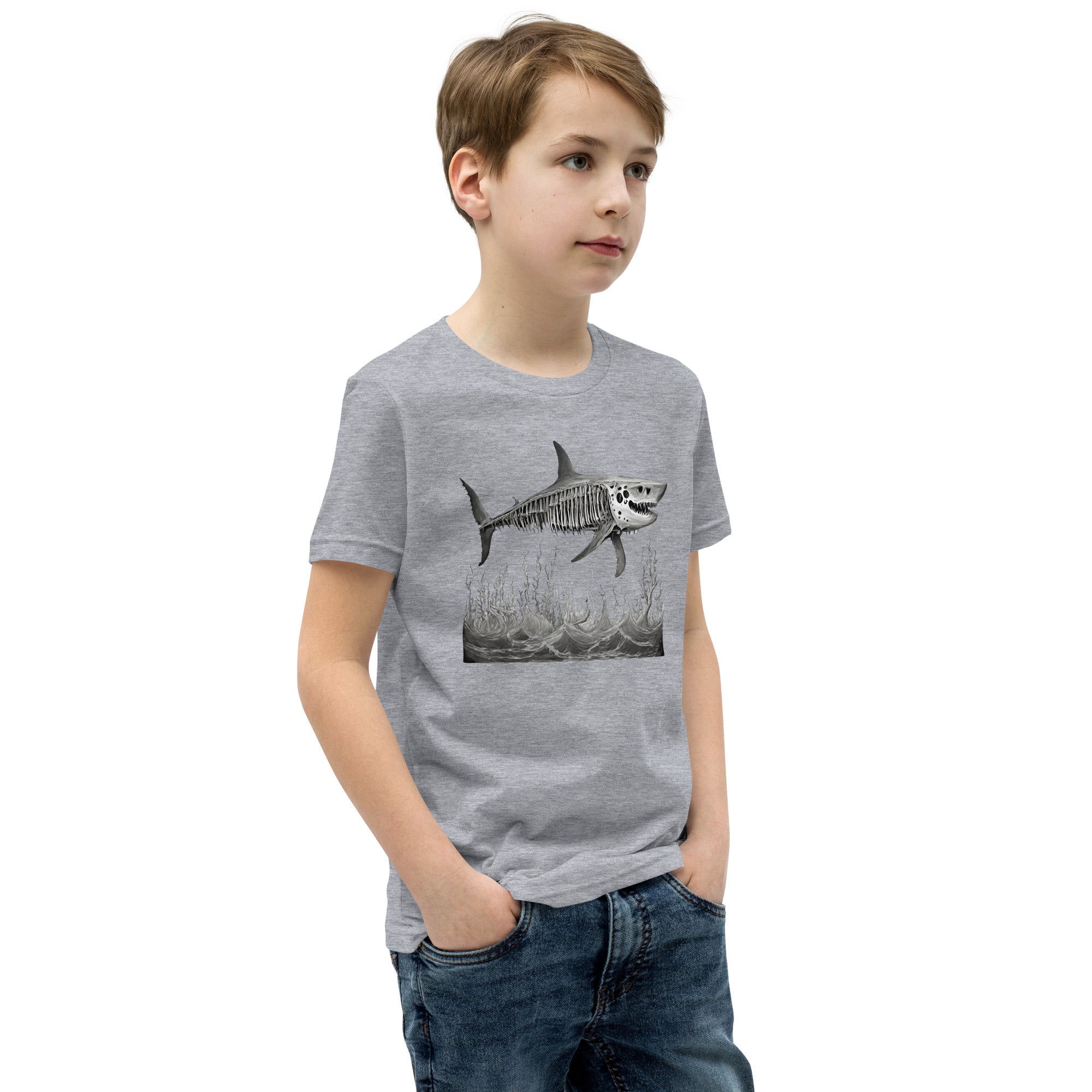 Skeleton Shark Youth Short Sleeve T-Shirt