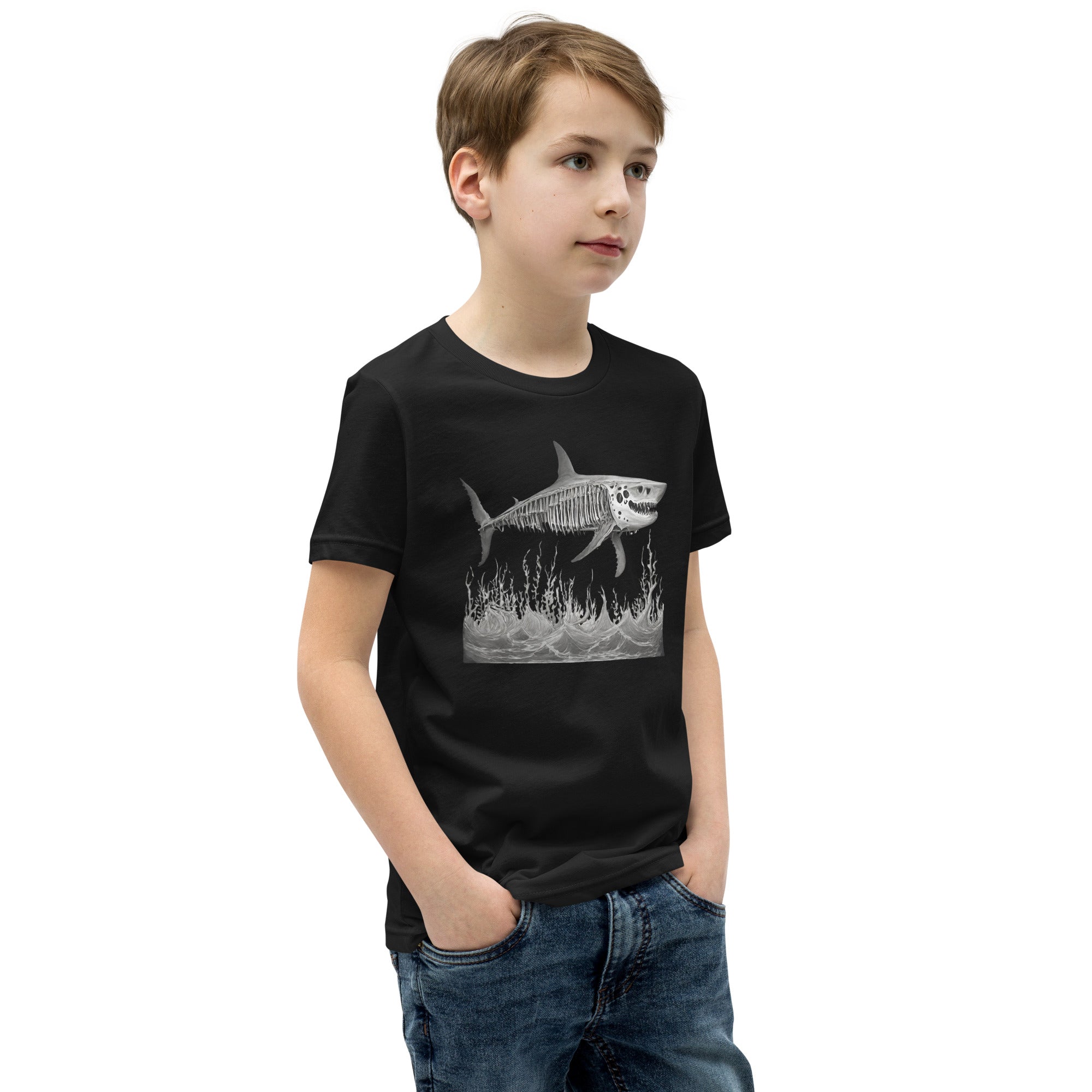 Skeleton Shark Youth Short Sleeve T-Shirt