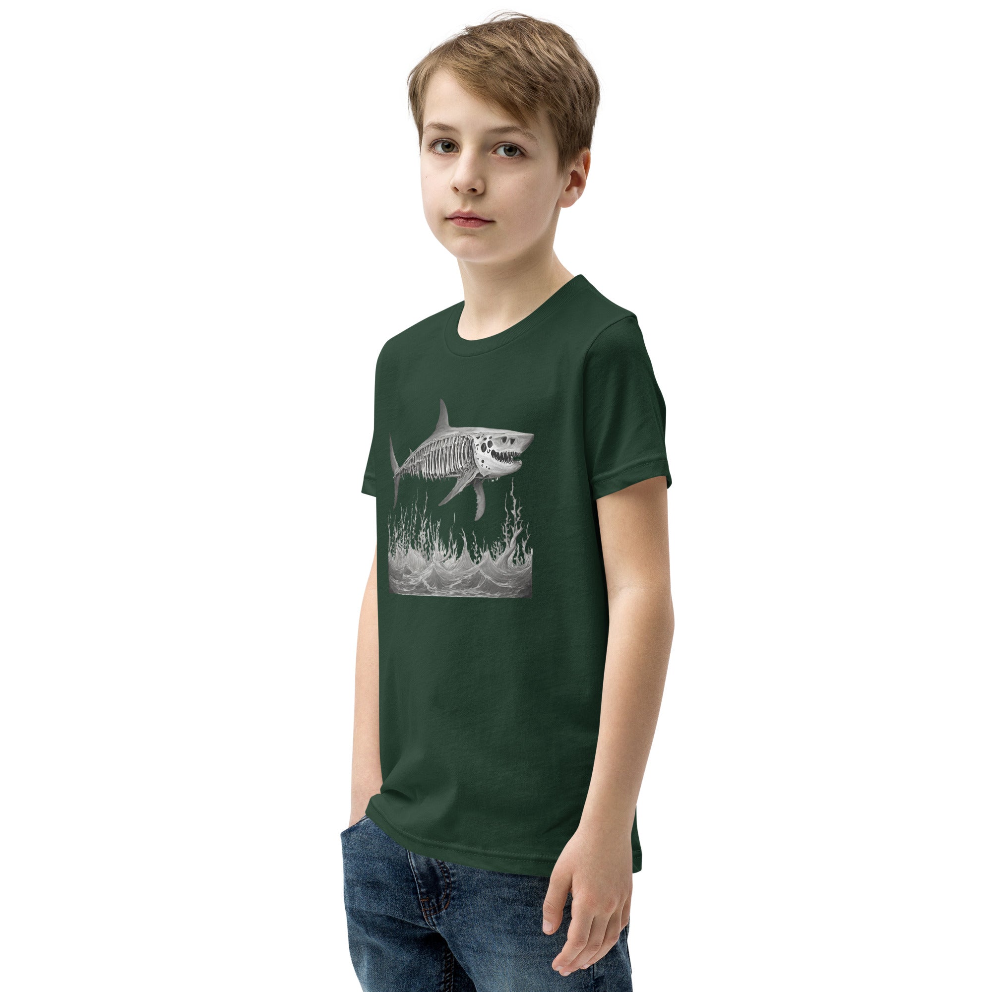 Skeleton Shark Youth Short Sleeve T-Shirt