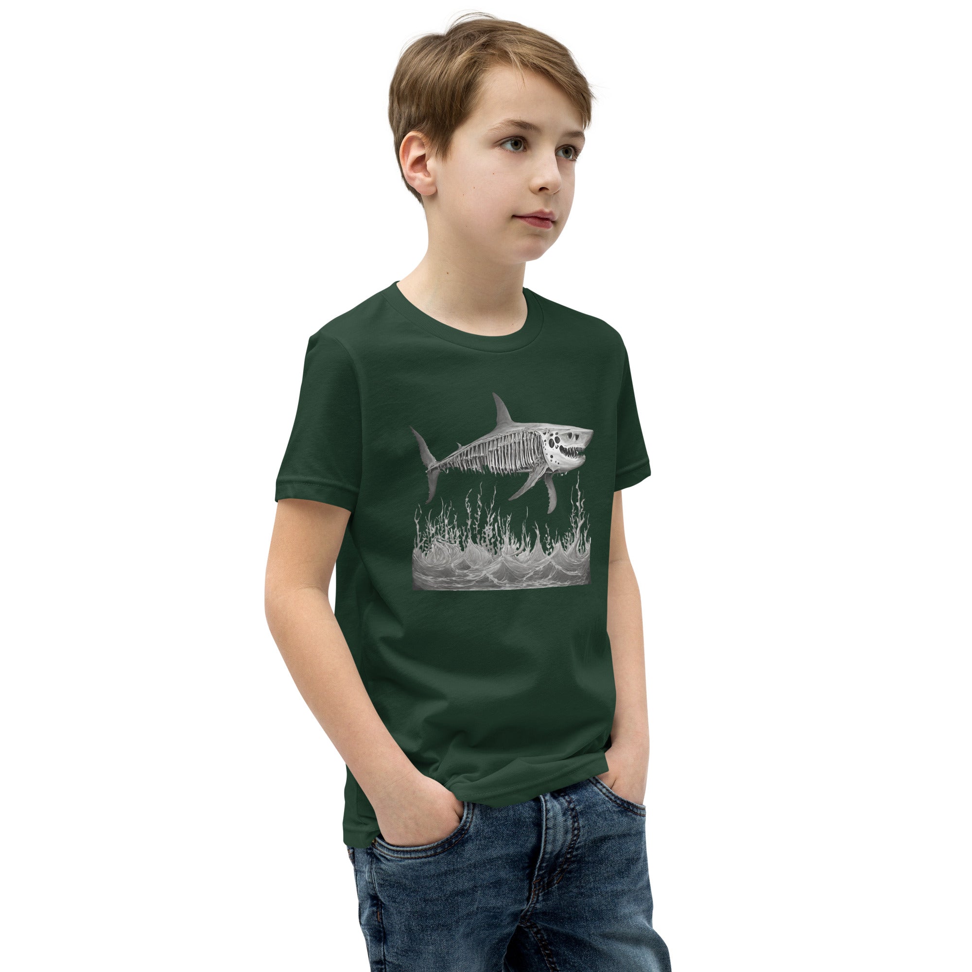 Skeleton Shark Youth Short Sleeve T-Shirt