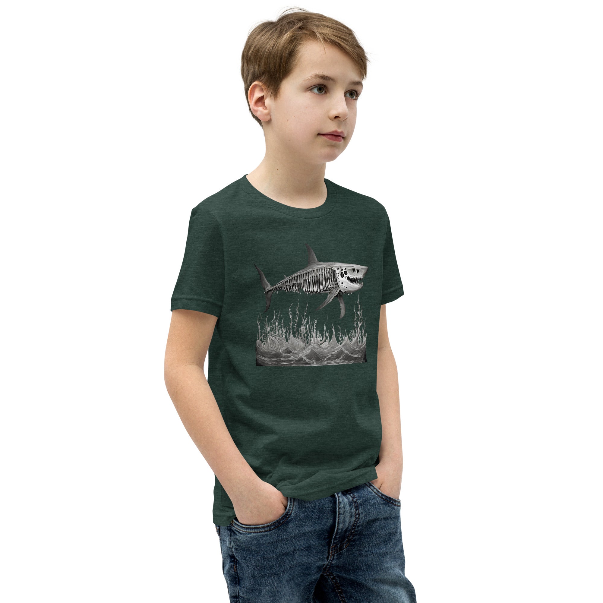 Skeleton Shark Youth Short Sleeve T-Shirt