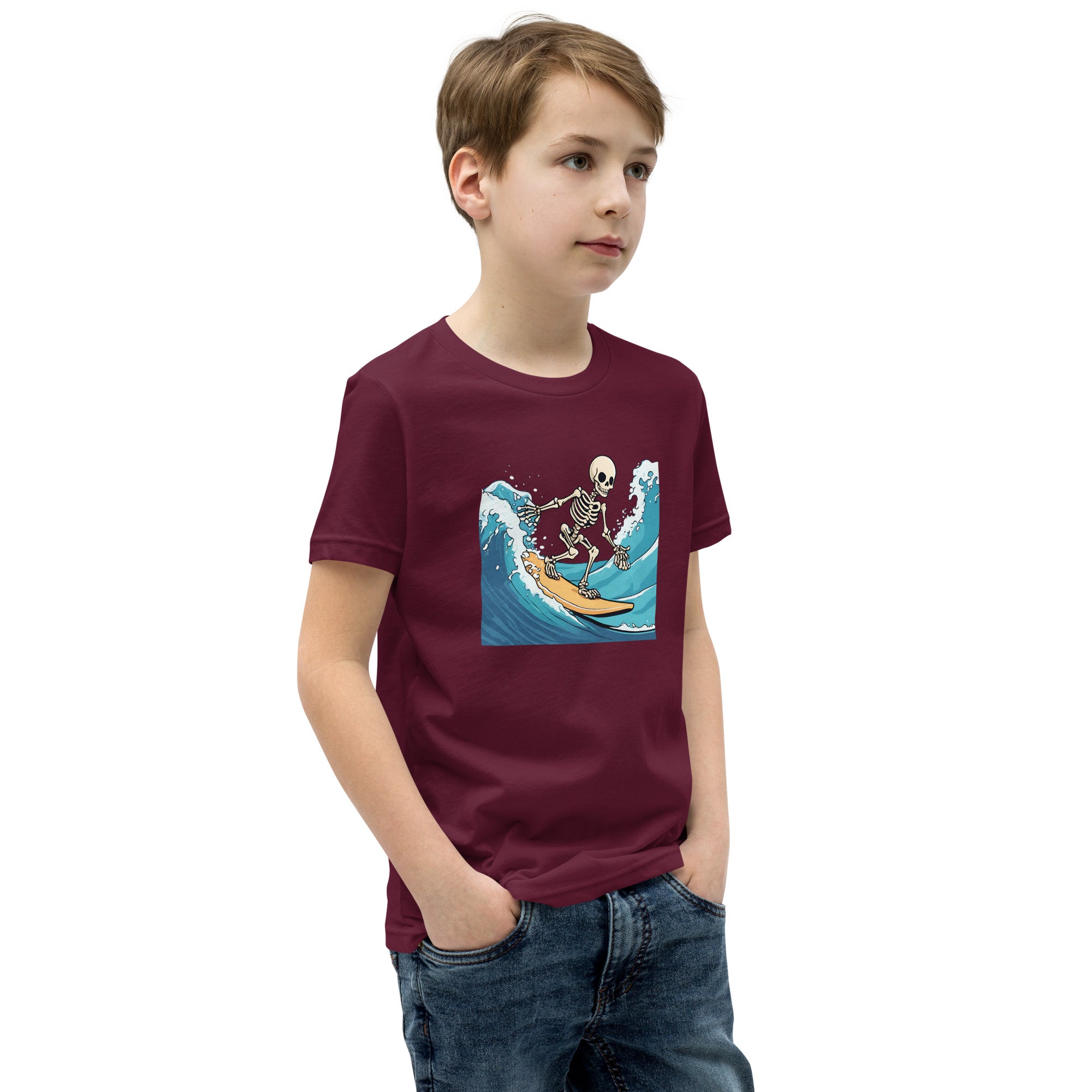 Surfing Skeleton Youth Short Sleeve T-Shirt