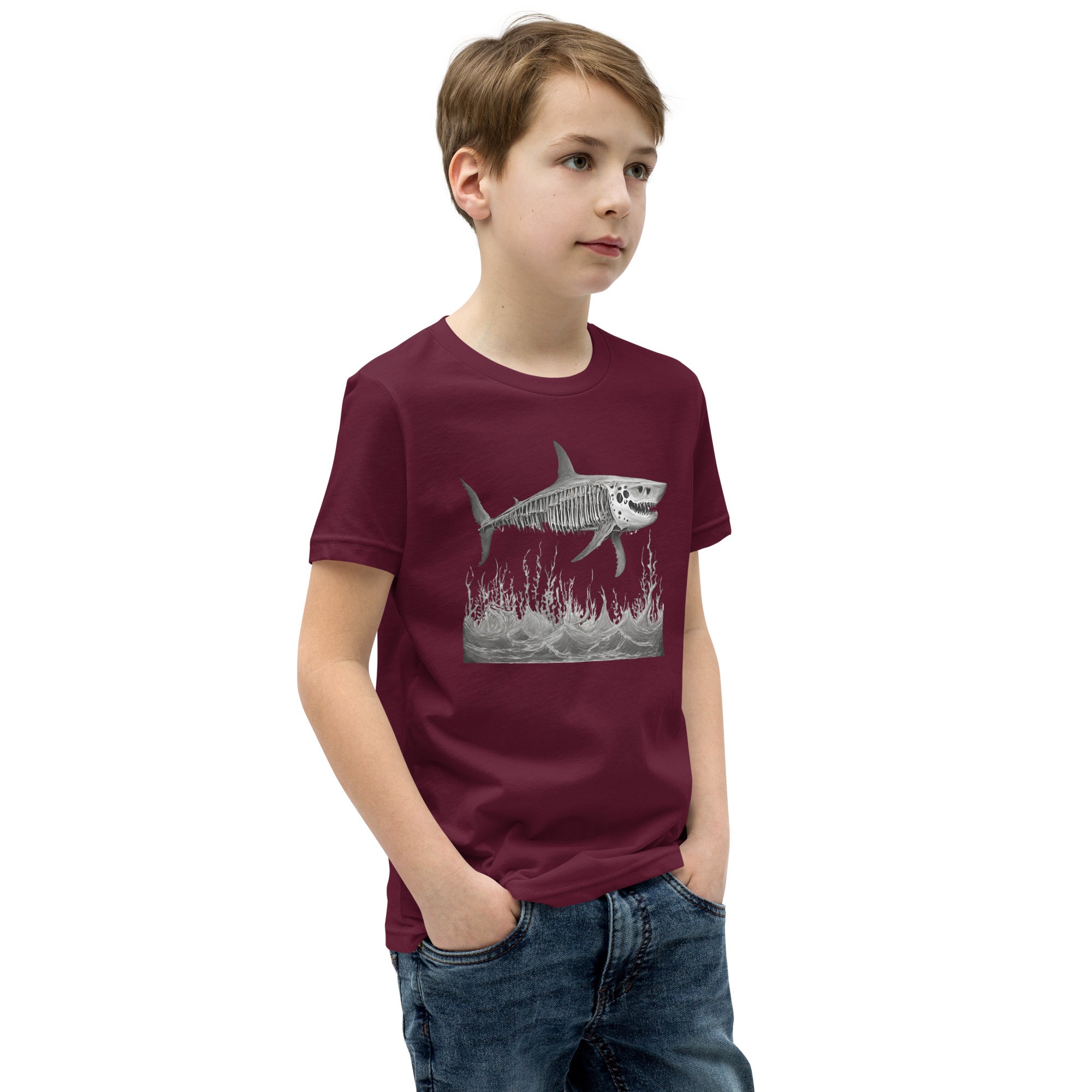 Skeleton Shark Youth Short Sleeve T-Shirt