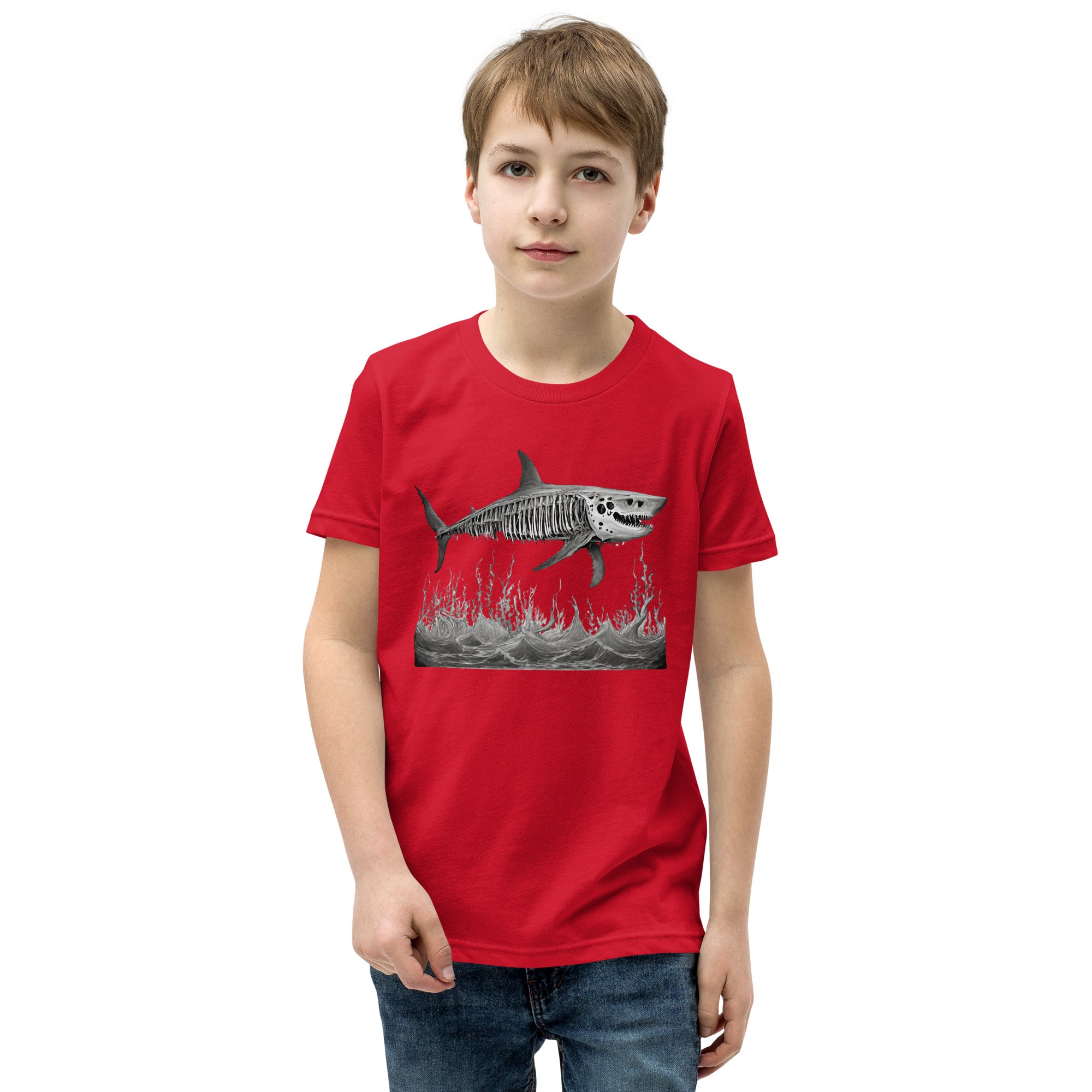 Skeleton Shark Youth Short Sleeve T-Shirt