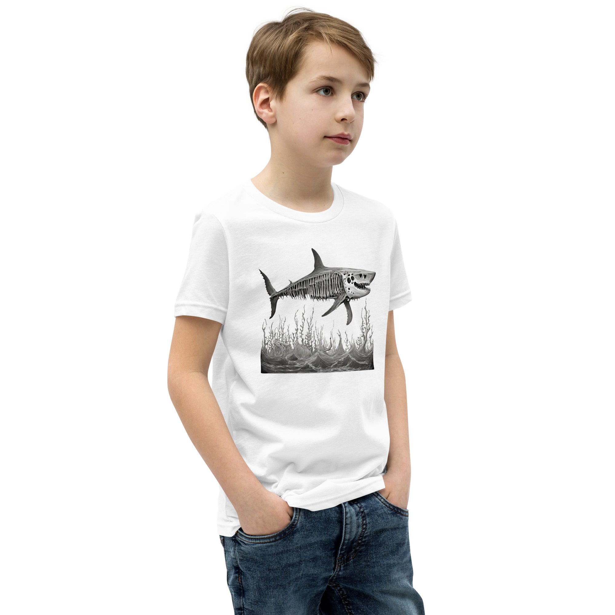 Skeleton Shark Youth Short Sleeve T-Shirt